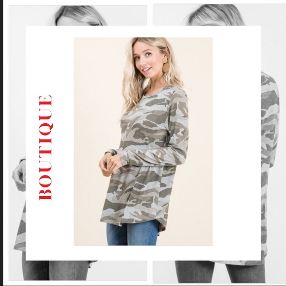 Super cute! Long Sleeve Raglan Camo Top - Picture 2 of 6